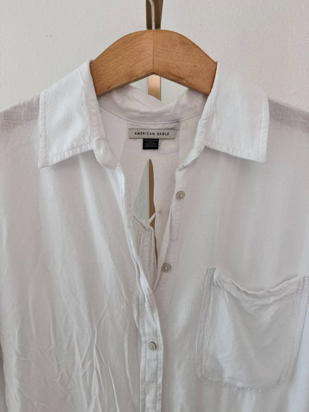AE Open Back Tie Shirt XS Coastal Resort Vacation Breezy Summer White Top